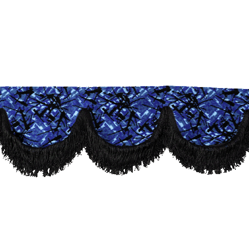 [44050302] Nedking Front Curtain | Danish Blue | Black Fringes