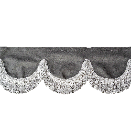 [44050314] Nedking Front Curtain | Grey Alcantara / Suède Look | White Fringes