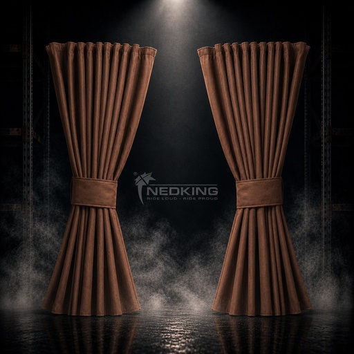 [44050103] Nedking Side Curtains | Brown Alcantara / Suède Look | 95cm
