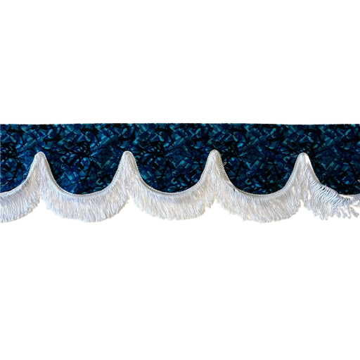 [44050302-2] Nedking Front Curtain | Danish Blue | White Fringes