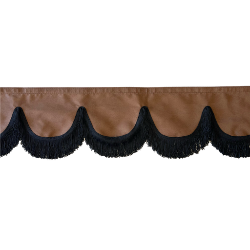 [44050313-1] Nedking Front Curtain | Brown Alcantara / Suède Look | Black Fringes