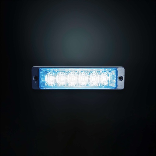 [5850180HP-B] Strobe light slim blue 12-24V, 6 LEDx3W IP68