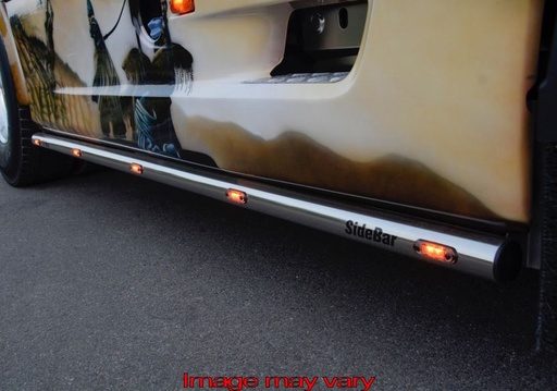 [82DSS05] RVS SideBars voor DAF XF95 | Wielbasis 3800mm | 5 Oranje LEDs