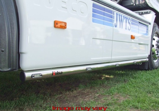 [82ISA05] Aluminium Sidebars voor Iveco Stralis Cube | Wielbasis 3800mm | 5 Oranje LEDs