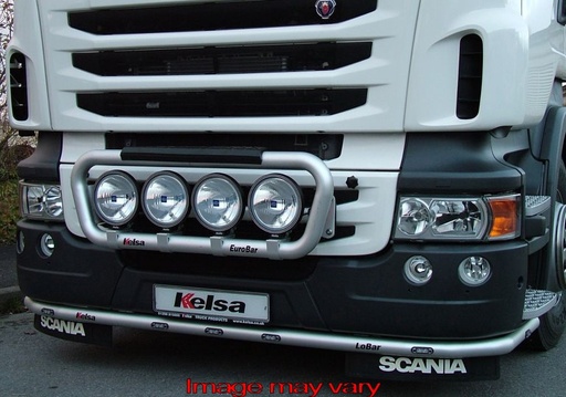 [82SLA09/W] Aluminum LoBar for Scania R2 with High Bumper | 5 White & 2 Amber LEDs