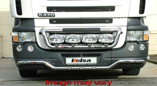 [82SLS05/W] Stainless Steel LoBar for Scania R1 with Low Bumper | 5 White LEDs