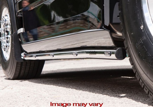 [82SSA13] RVS SideBars voor Scania R2 met lage SideSkirts (Uitlaat onder Truck) | 5 Oranje LEDs