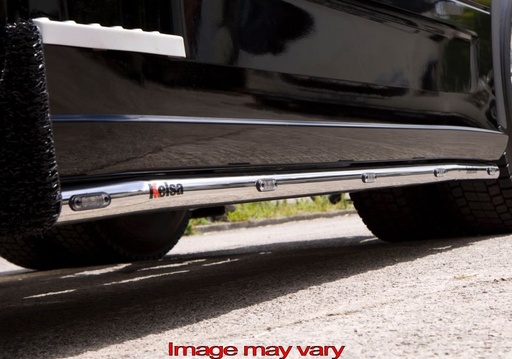 [82SSS13] Stainless Steel SideBars for Scania R2 with Low Sideskirts (Exhaust Under Truck) | 5 Amber LEDs