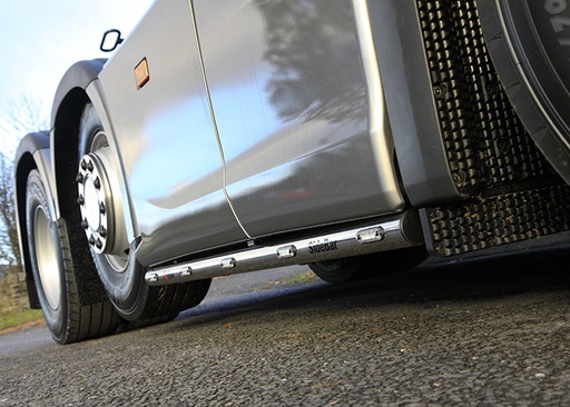 [82SSS201] Stainless Steel SideBars for Scania R&S NextGen 6x2 Midlift | Wheelbase 4050mm & 4150mm | Amber LEDs | 2019+