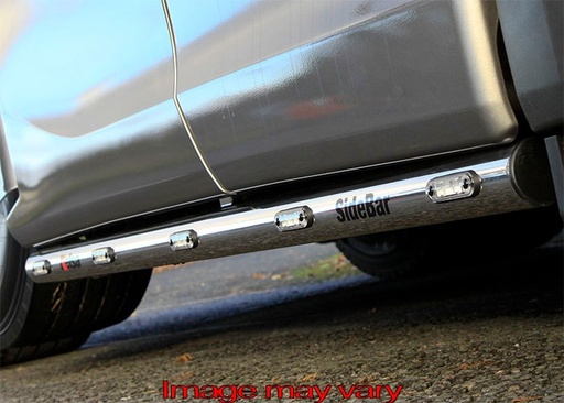 [82SSS24] RVS SideBars voor Scania R&S NextGen 6x2 met Sleepas | Wielbasis 3350mm | Oranje LEDs | tot 2018