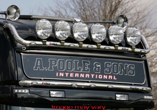 [82SVS07/A] Stainless Steel VisorBar for Scania 4 & R Series Topline | 5 Amber LEDs