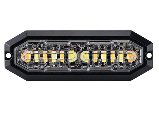 [5850135HP-A] 12-LED Flitser Oranje & Wit met Heldere Lens - 12-24V