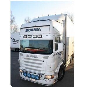 [75150872] Plexi voor XL-Zonneklep Scania 4 & R-Serie tot 2013 Topline met Lampgaten voor 2 Markeerlichten & 4 Verstralers