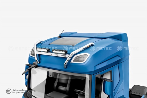 [82850343] Stainless Steel Roof Light Bar "CROSSBAR" for DAF NGD XF/XG | 3 White + 2 Amber LEDs