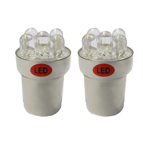 [593537217] BA15s Lampen met 5 LEDs Rood | Set van 2 stuks