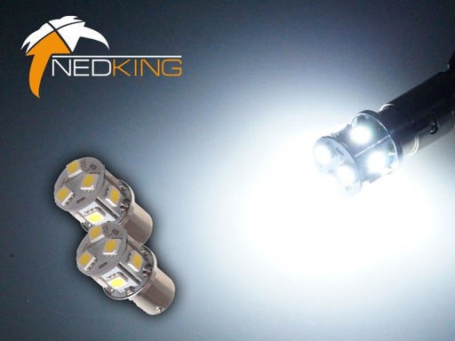[4635015XW] BA15s Lampen met 9 SMD LEDs Xenon Wit | Set van 2 stuks