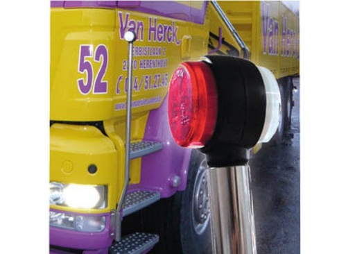 [32212522] RVS Bumperpeilers met Rood/Wit LED Toplicht