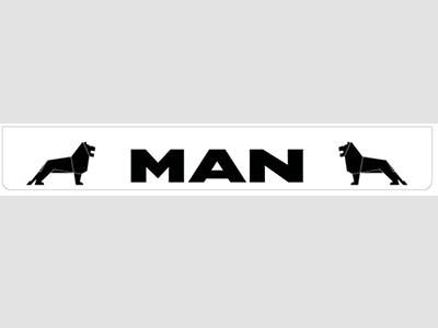 [46500907] Spatlap Achterbumper voor MAN | Wit met Zwarte Opdruk | 238x35cm